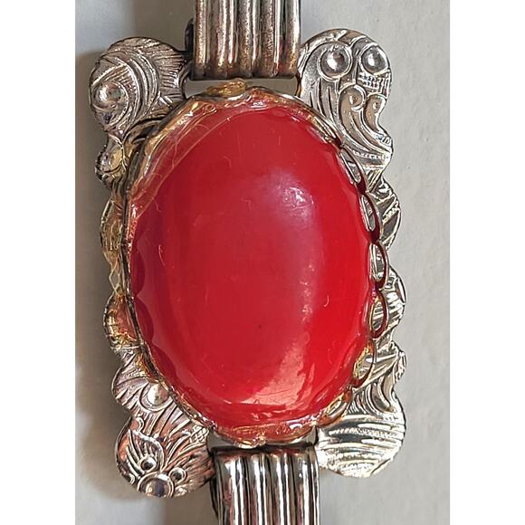 Southwestern Style Western Silver Belt Waist Chain Colorful with Cabochons - Picture 3 of 10